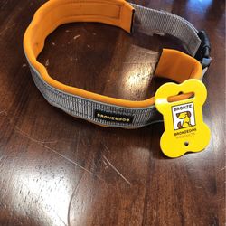 BRONZEDOG Reflective Dog Collar Basic Natural Cotton Adjustable Buckle Safety Comfort Collar XL Brand new 