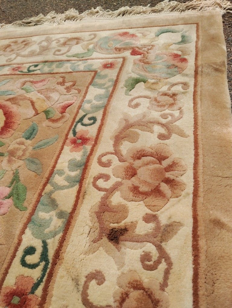 Aubusson Rug 10x14 Wool Handmade, Vintage- 18th Century , Elegant French Design