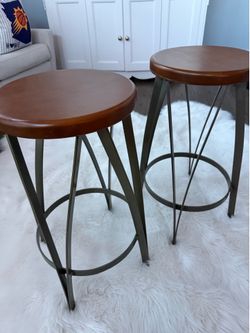 West Elm Wood and Metal Stools - 2