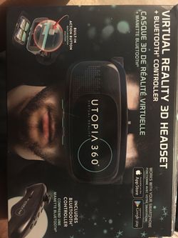 360 Virtual reality 3D Headset :Includes bluetooth controller