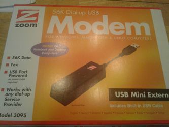 1/4 ZOOM 56K V.92/V.90 Dial-up External USB Modem Model 3095|