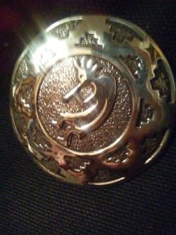 Vintage Kokopeli sterling silver pin and sterling and turquoise pin