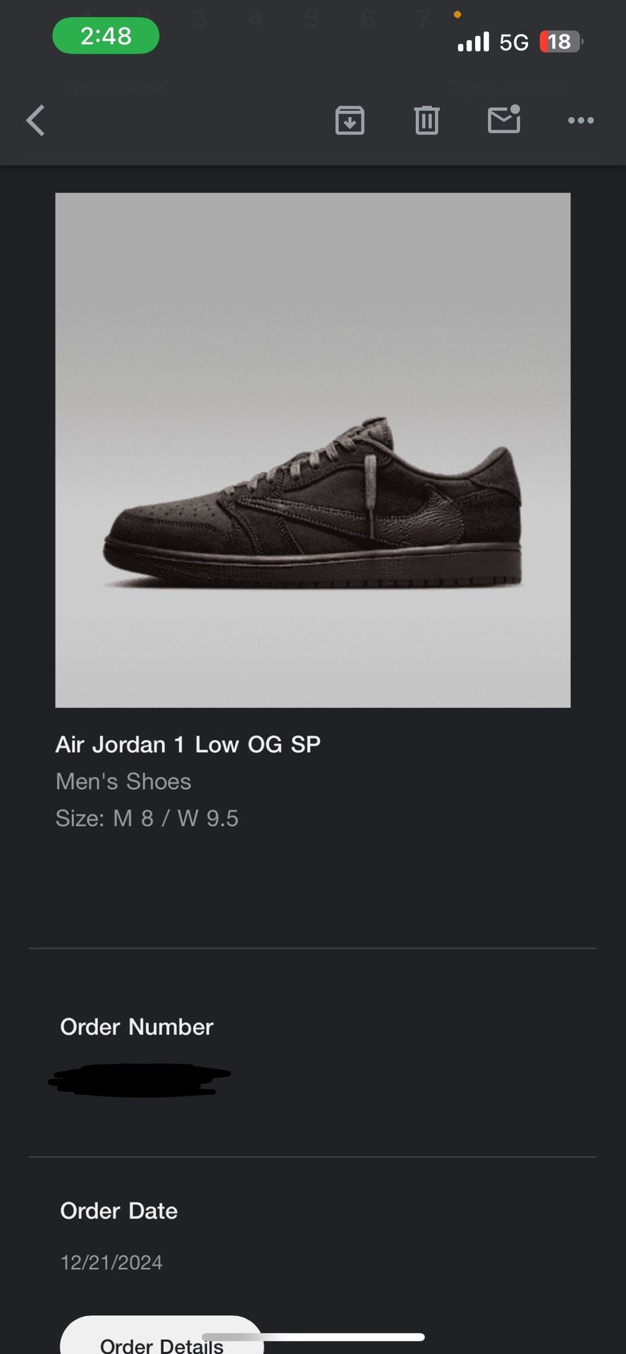 Travis Scott Jordan 1 Low Velvet Brown Size 8 Men