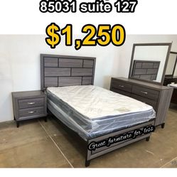 Queen size bedroom set with pillow top mattress and Boxspring brand new