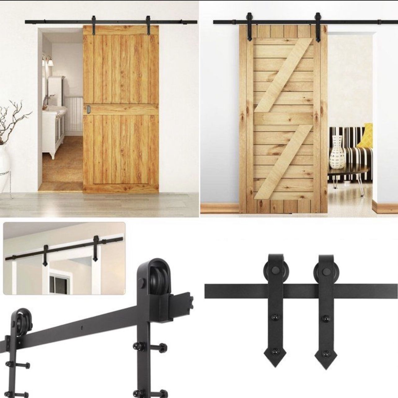 6ft Black Arrow Series Sliding Rail System Door Track