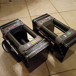 Pair of Powerblock Elite Exp 90 adjustable dumbbells.