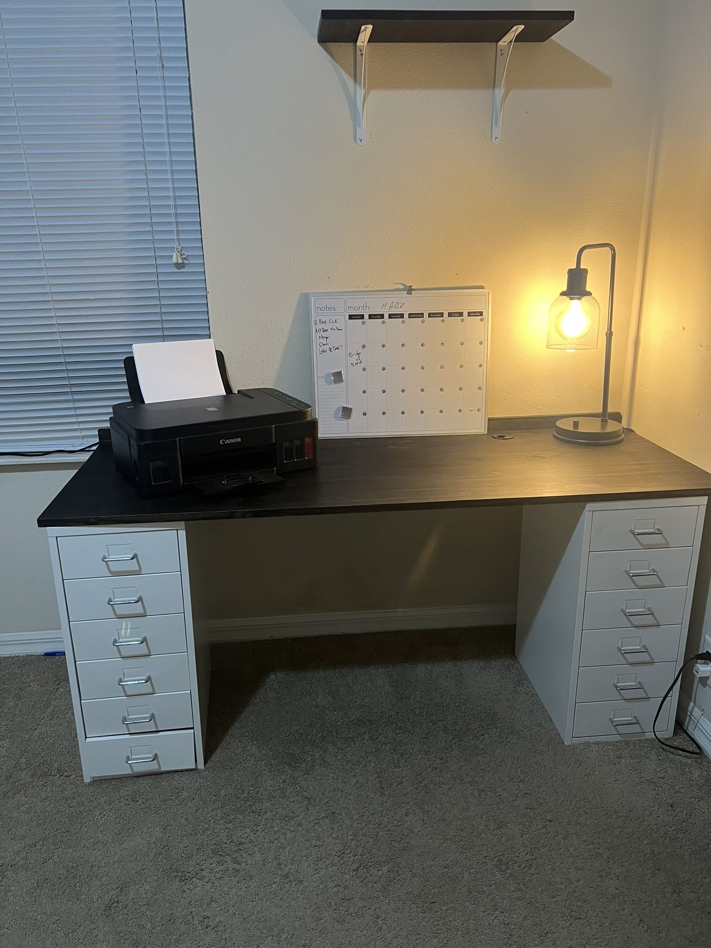 Desk With Two IKEA Helmer Cabinets