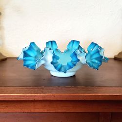 Antique Victorian Cased Glass Bridal Bowl