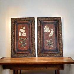Pair Of Metal Orchid Wall Art Frames