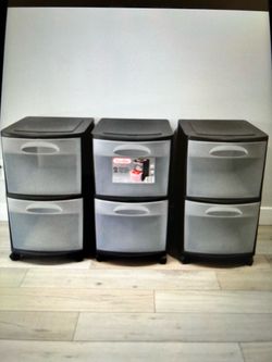 Sterilite 2-Drawer Plastic Storage Cart – Set of 3 $15 each 15W d 18L x26H inches