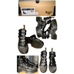 DR MARTENS RICKI NAPPA LUX LEATHER PLATFORM GLADIATOR SANDALS in BLACK US Womens Size 8