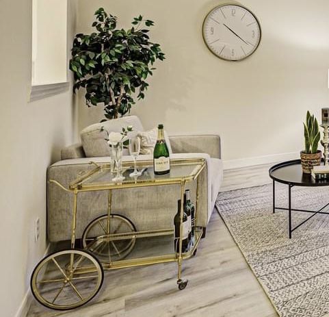 Gold Bar Cart With Glass Top