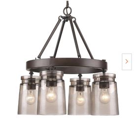 Golden Lighting Travers 4-Light Rubbed Bronze Chandelier With Frosted Glass Shade