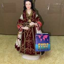 7.5 inch Vintage Evelt Handmade Greek Porcelain Doll 132 E Karaguna Imported From Greece  