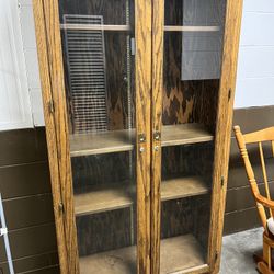 Solid Real Wood Cabinet With Glass Doors