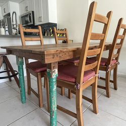 Vintage Solid Wood Dining Table Set