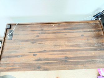 Rustic Wood Desk with Built-In Power Outlet