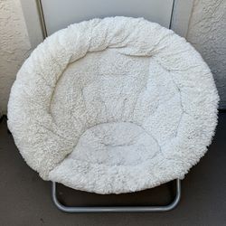 Mongolian Faux Fur Oversized Moon Chair White