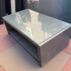 Modern Concrete Coffee Table with Glass Top — Heavy, Minimal, Industrial