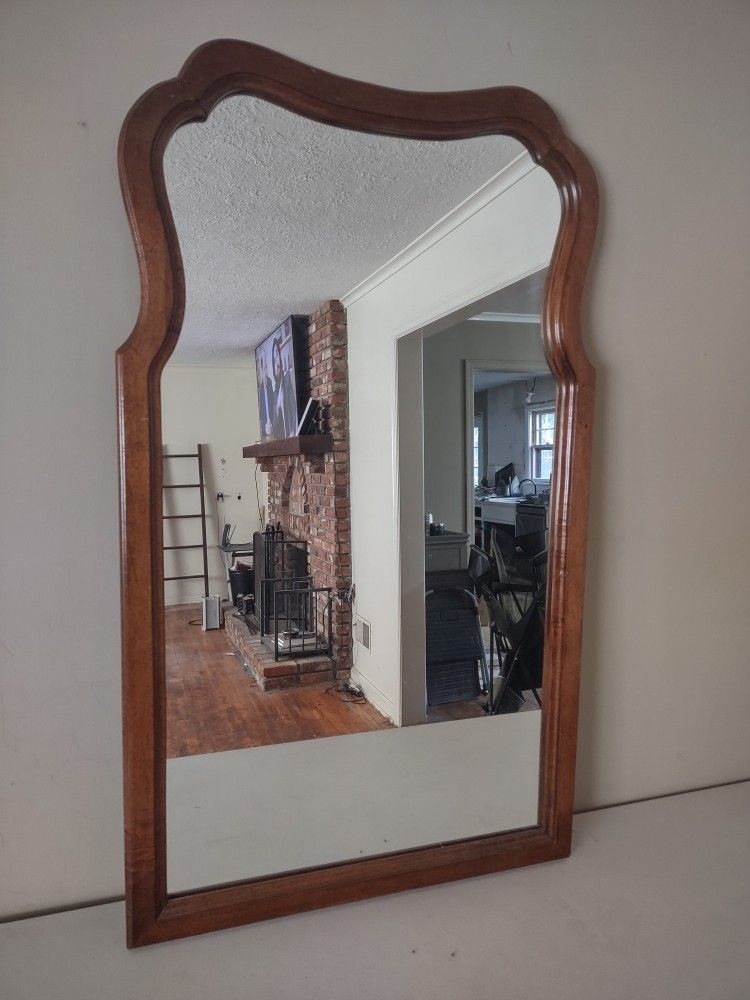 Nice Antique Heavy Wood Framed Mirror