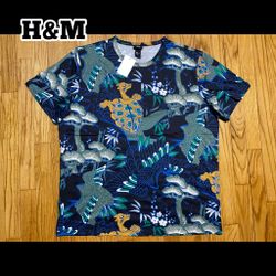 H&M Mens Regular Fit T-shirt Printed Design Cotton Short Sleeve Men’s Sz XL New!