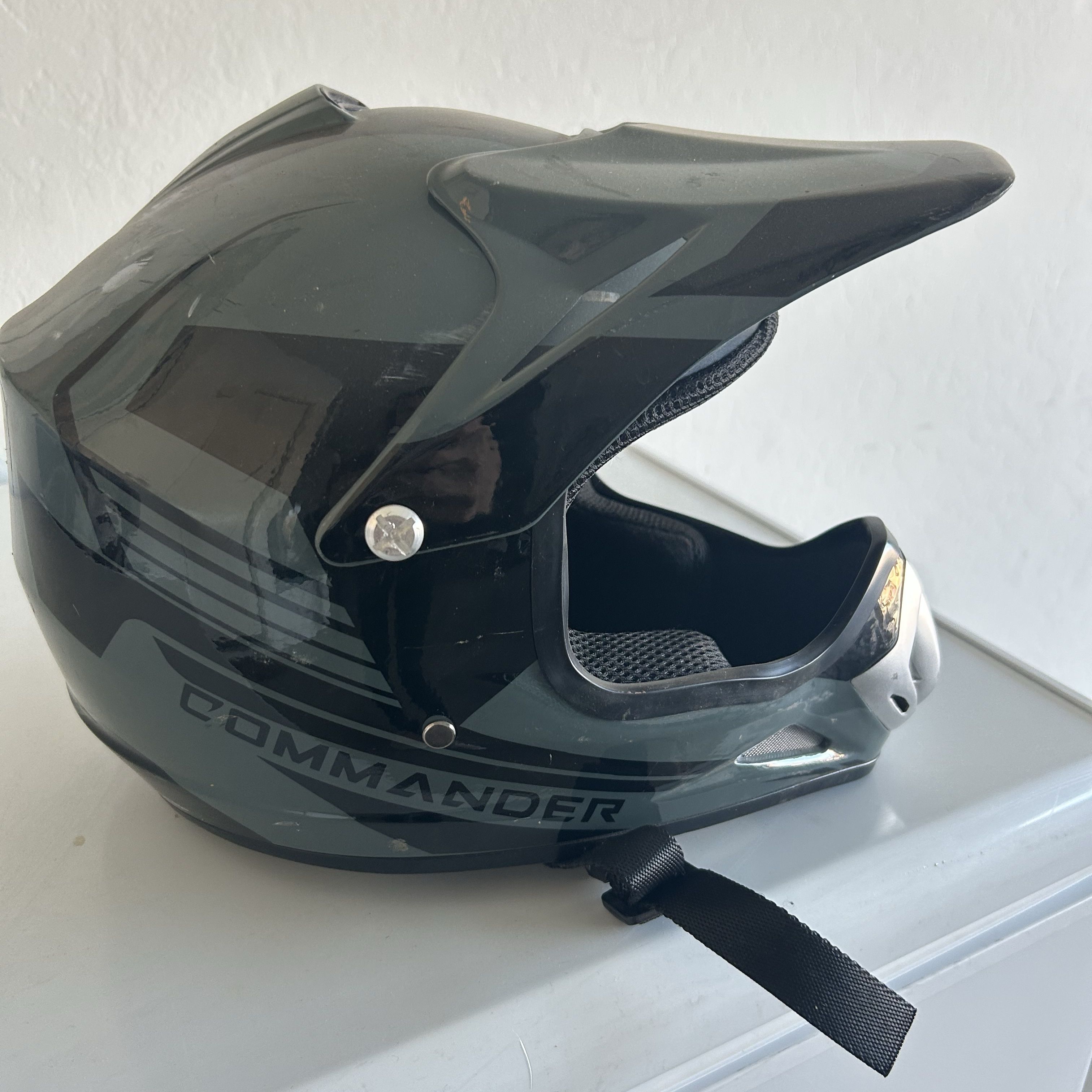 Black Commander Motorcycle Dirt Bike Helmet