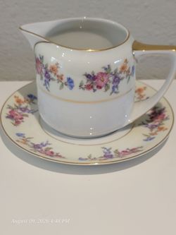 Vtg Floradora Creamer and Matching Saucer by Bohemia Ceramics Works
