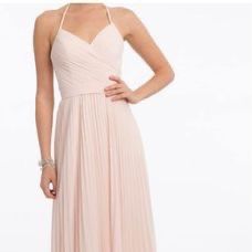 Chiffon Lace Up Back Pleat Dress