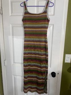 Fashion Size S Multi-Color Chevron Knit Maxi Dress