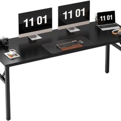  Folding Computer Desk, Large 60 inches Folding Table for Home Office, No Install Needed Foldable Writing Table Long Desk, Space-Saving, Black