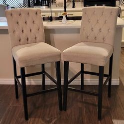 Beige Tufted Bar Stools