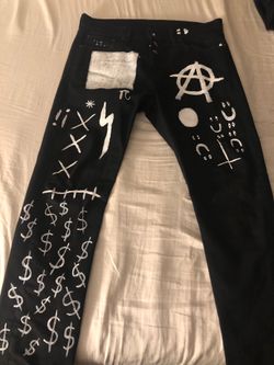 Custom painted and embroidered jeans