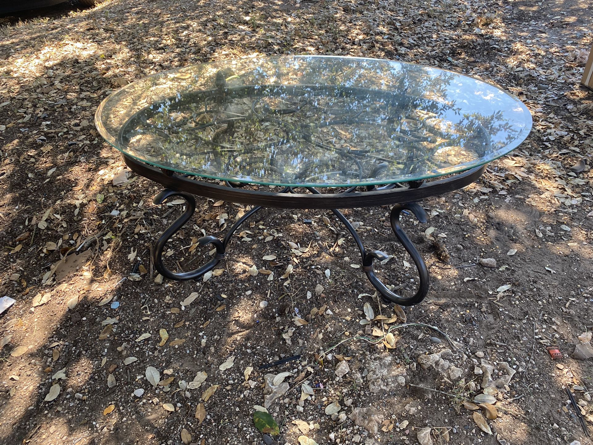 Iron Cast Coffee Table W/ Glass Top