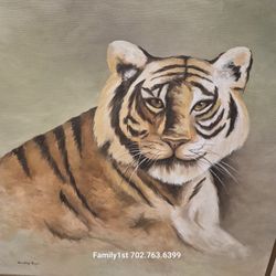 Vintage HANDPAINTED Authentic "Mighty LION" FRAMED ARTWORK $49