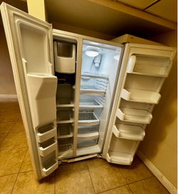 White Side-by-Side Refrigerator with Ice Maker