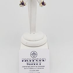 14k gold rhodolite stud earrings with removable petal surrounds