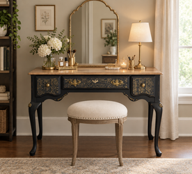 Elegant Solid Wood Vanity-Writing Desk