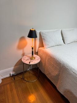 Marble table and lamp
