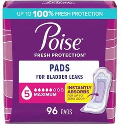 Poise Pads, 5 Drop, Regular Length, 96 Count