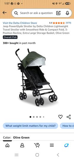 Jeep PowerGlyde Lightweight Travel Stroller – Olive Green