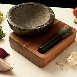 Princesses House Molcajete Wildflower Mortar and Pestle with Base.