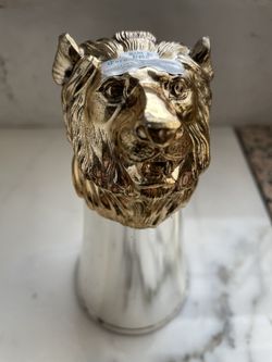 Vintage Lions Head MCM Metal Stirrup Cup
