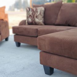Brown Sectional Couch Set With Chair And Ottoman “WE DELIVER”