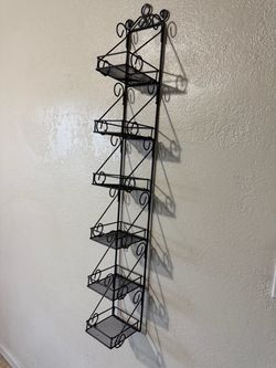 Metal Spice Rack CD Stand with 6 Metal Scroll Design Basket Shelves