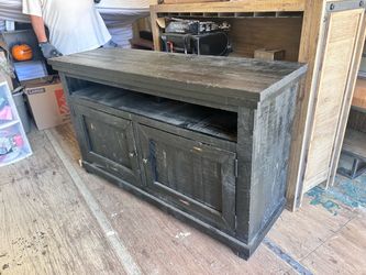 Rustic Black Wood TV Stand with Cabinet