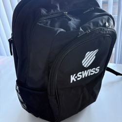 K-Swiss Pickleball Backpack Black Sport Gym Bag Tennis Paddle Bag New w/ Tags
