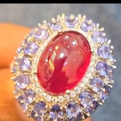 Beautiful Ruby Tanzanite Zircon Ring