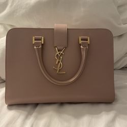 YVES Saint Laurent Pink Calfskin Leather Cabas Bag 