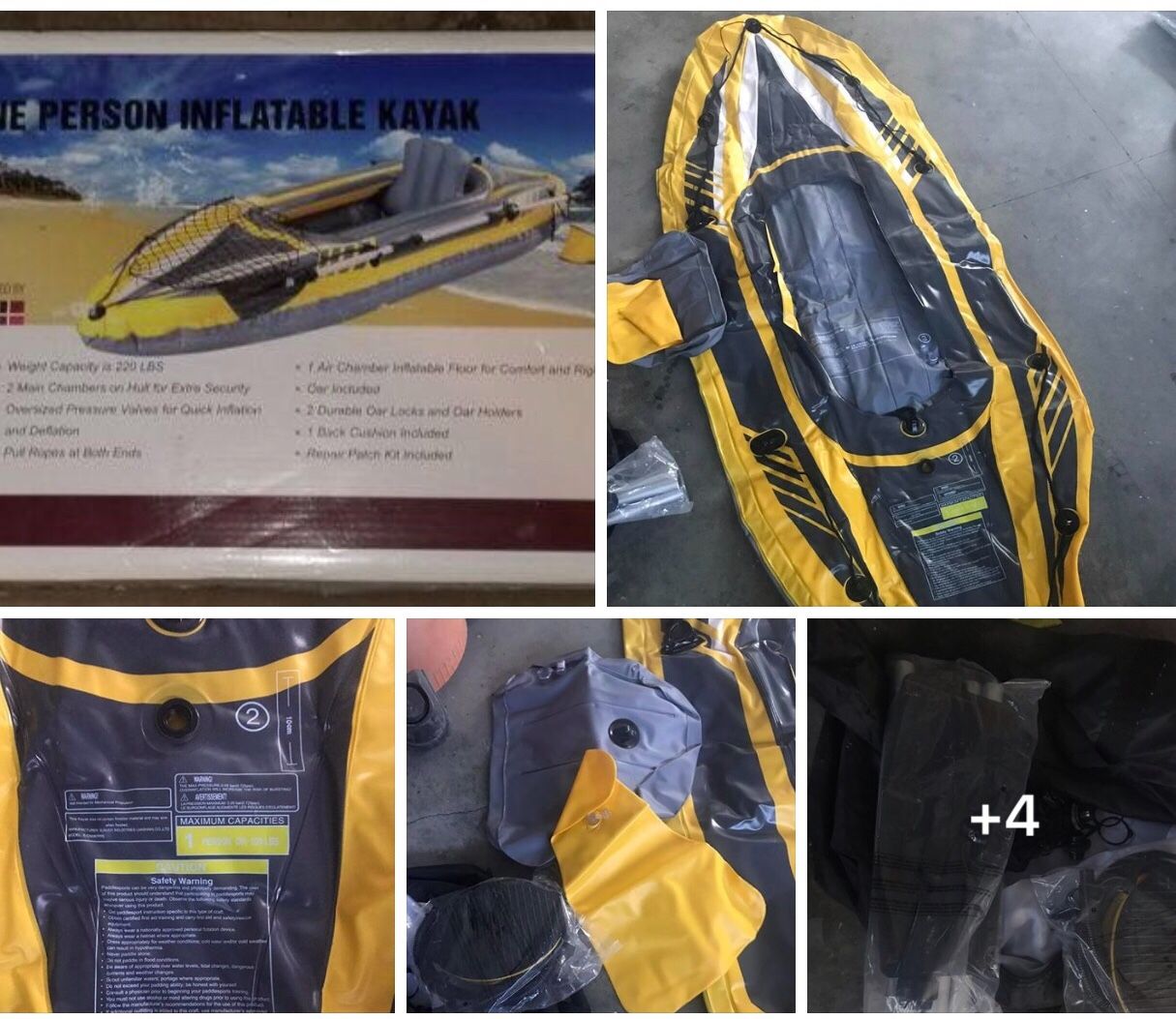 SunJoy Group One Person Inflatable Kayak: Never Used, New in Carrier