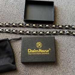 ChainsHouse Flat Byzantine Link Necklace for Men